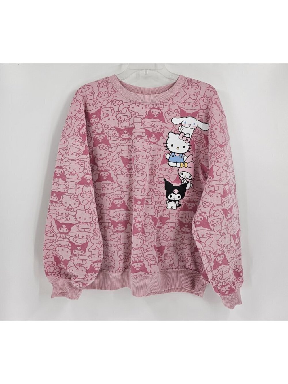 Hello Kitty & Friends Pink Allover Print Sweatshirt Womenâs XL Sanrio Kawaii